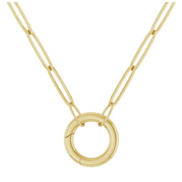 14K Charm Necklace in Yellow Gold 18"- Charm Enhancer Necklace - Picture 1 of 8